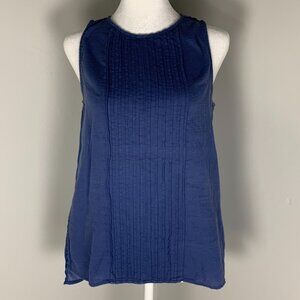 Gap Factory Blue Pintuck Sheer Back Mix Media Tank Top Women Size XS